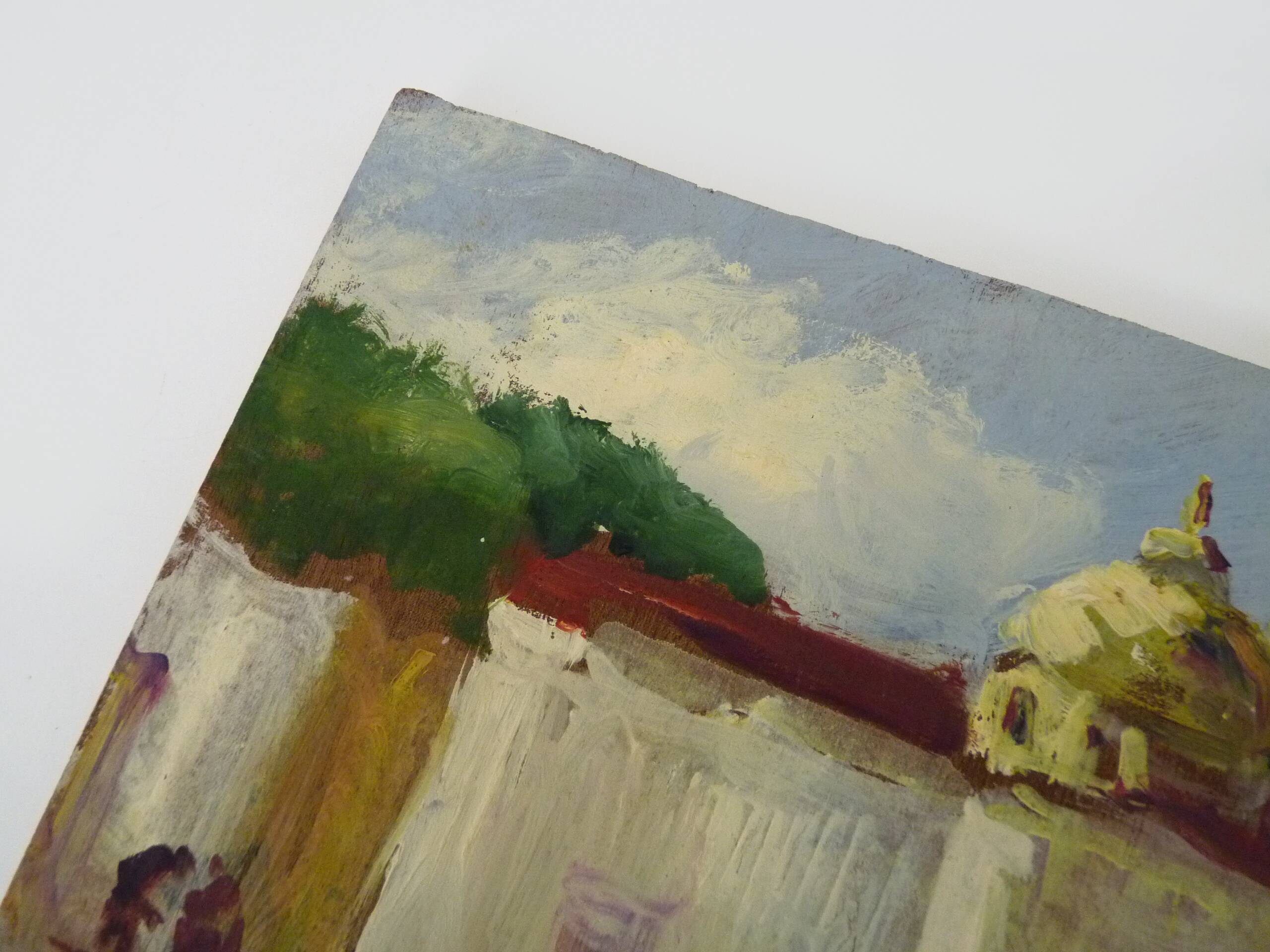 Oil on wood by Riccardo Capone Church 50s 60s