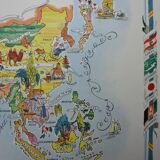 Illustrated map of Asia of Jacques Liozu world map