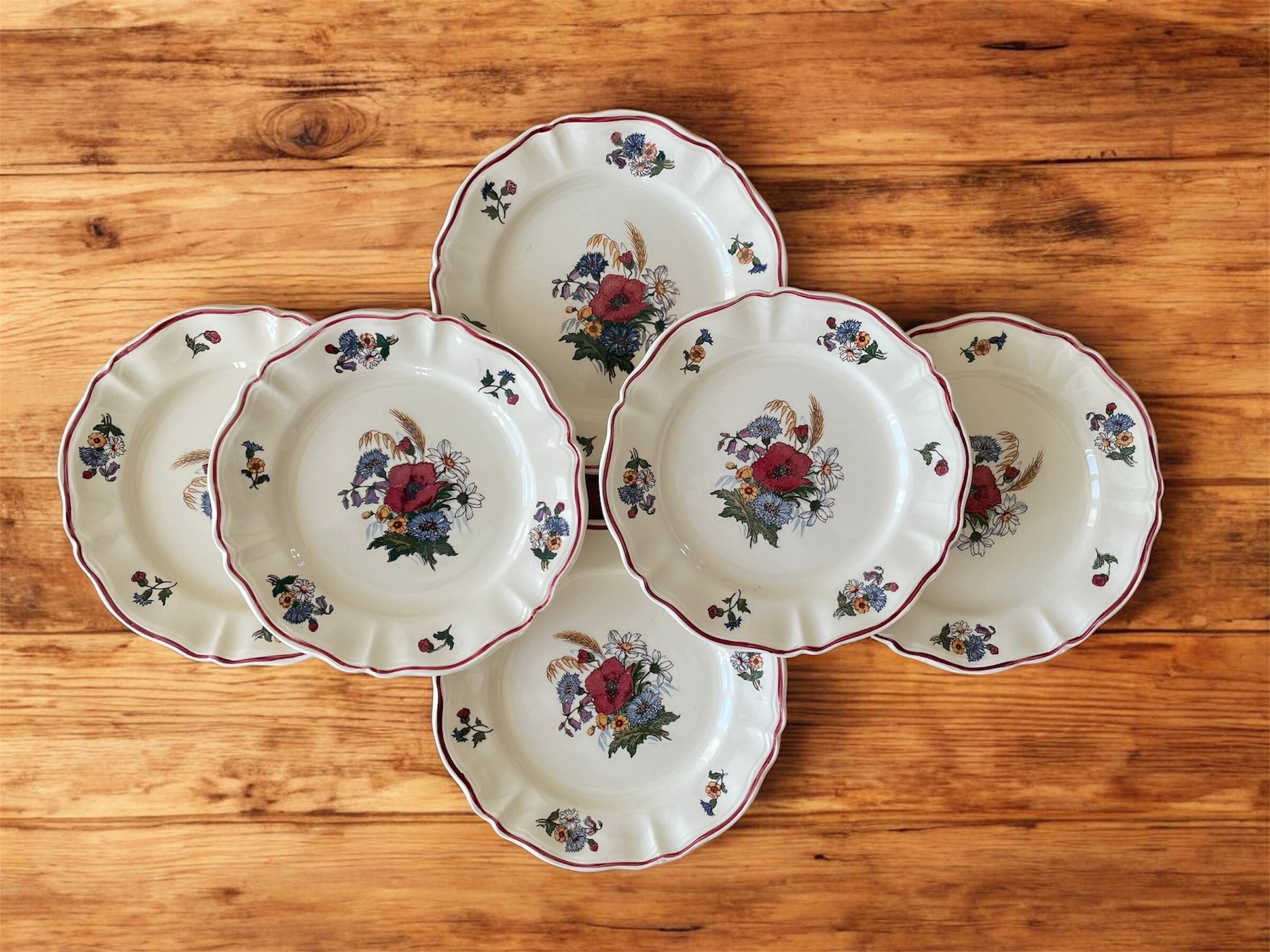 6 antique dessert plates in Sarreguemines earthenware