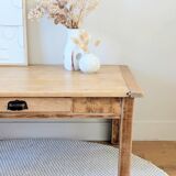 Antique solid wood coffee table with drawer.