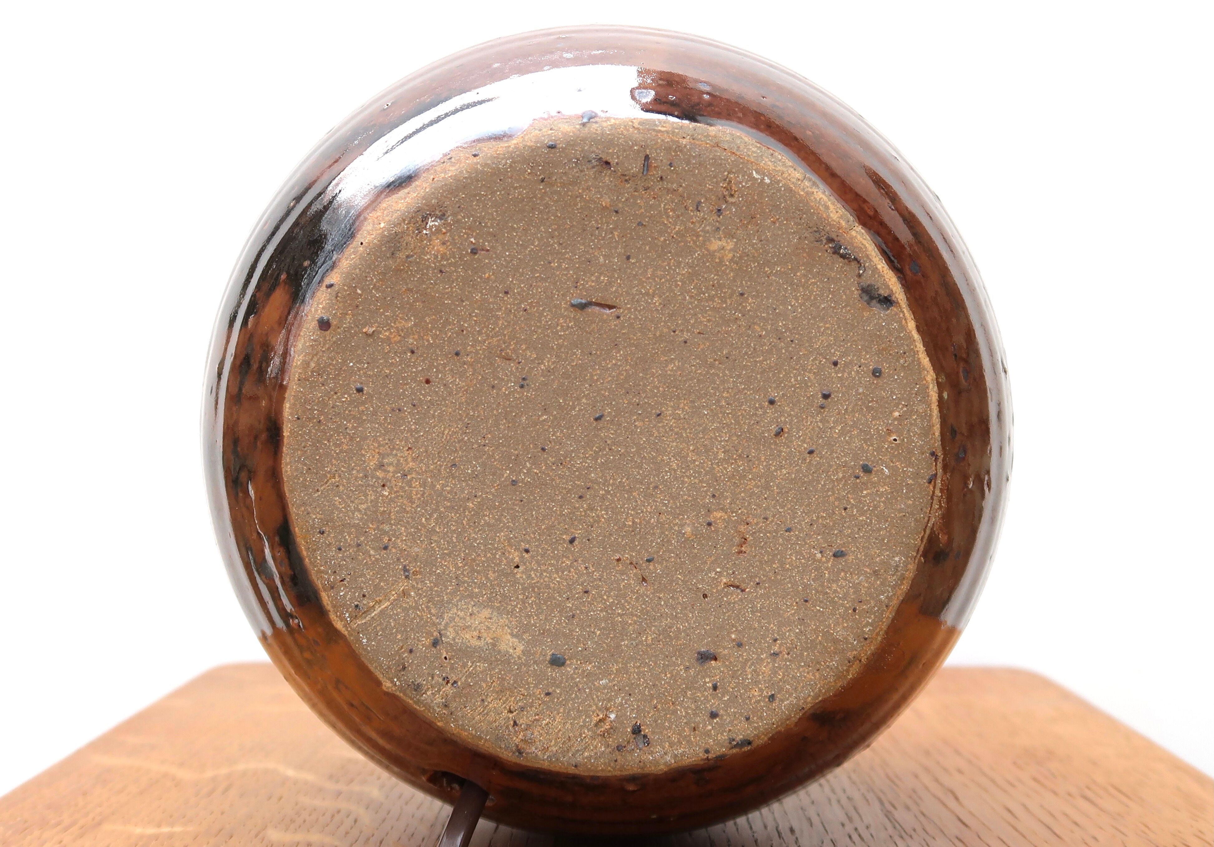 Brown stoneware "ball" lamp foot by Guy Baudat, 70s