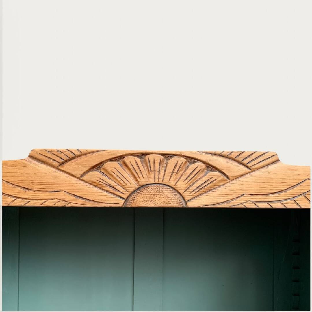 Parisian glass cabinet art deco raw wood