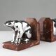 Art Deco Marble and Metal Bear Bookends, France 1930s
