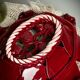 Woven ceramic basket with petals in oxblood slip / baroque style, eclectic