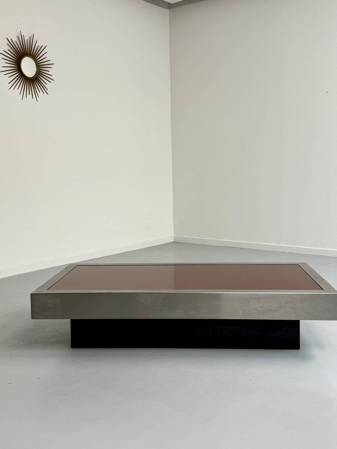 Ancienne table basse verre et chrome design italien des années 70 vintage