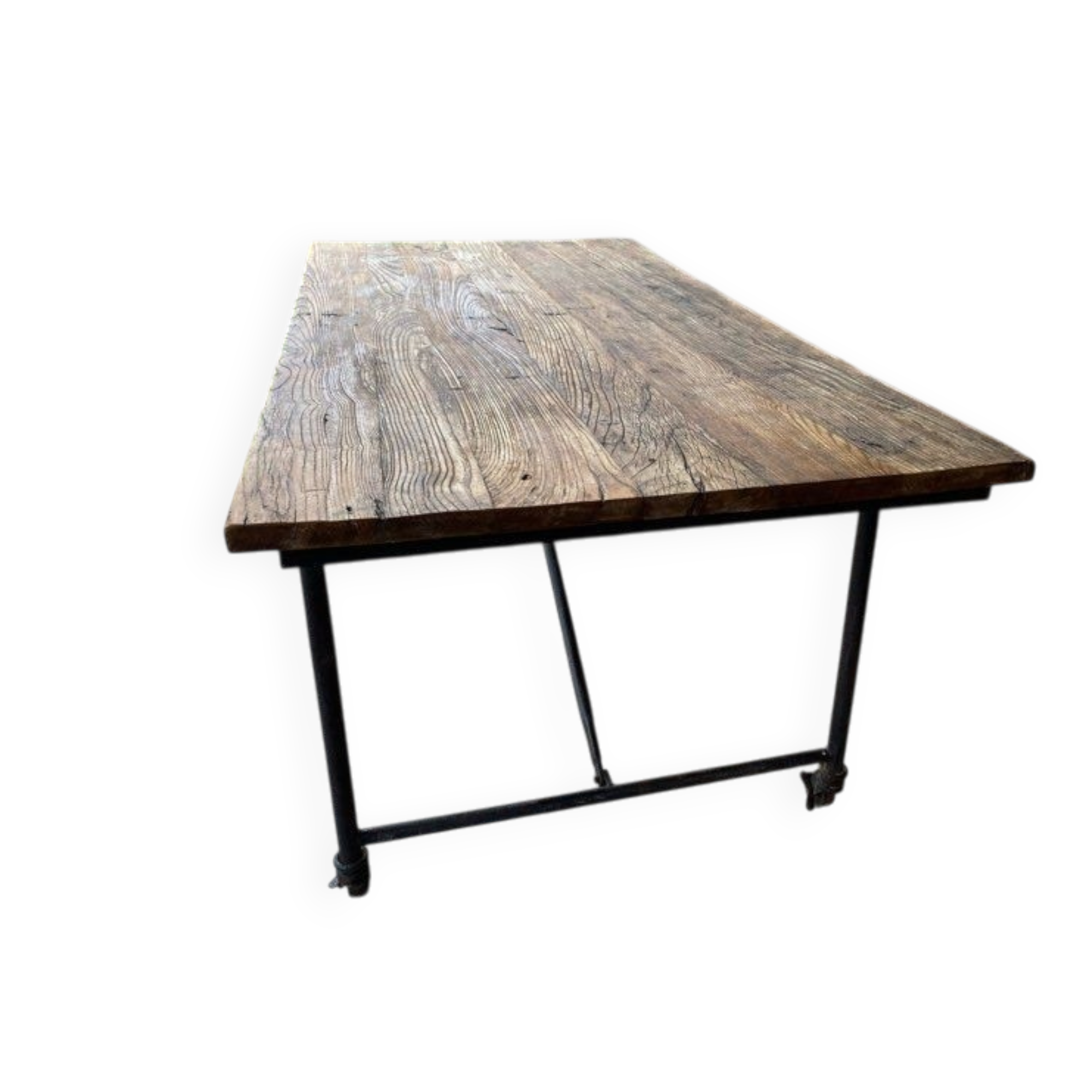Table ancienne bois et fer forgé