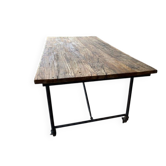 Table ancienne bois et fer forgé