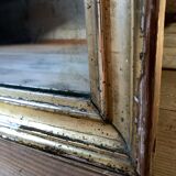 Mirror with golden mercury parquet signed david frame wood and stuck