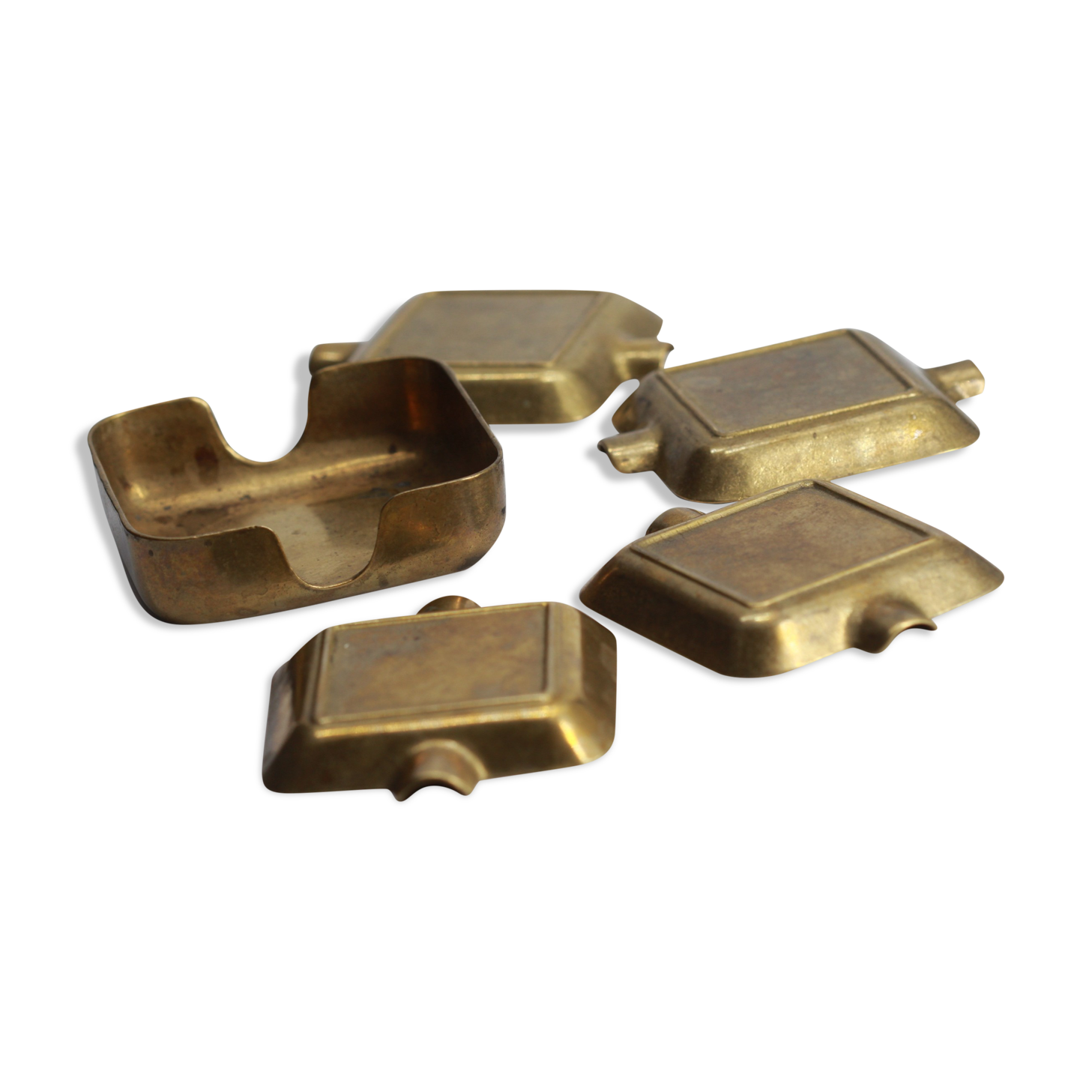 Set of 5 brass ashtrays