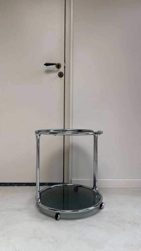 Vintage round chrome trolley / serving cart