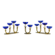 Bougeoirs en laiton massif et en verre artistique bleu cobalt par Gunnar Ander pour Ystad-Metall, Suède, années 1950.