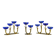 Bougeoirs en laiton massif et en verre artistique bleu cobalt par Gunnar Ander pour Ystad-Metall, Suède, années 1950.