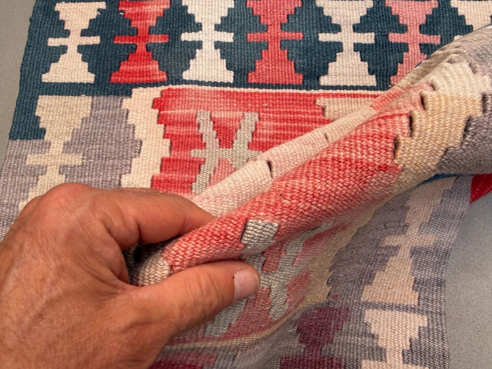 Vintage Turkish mini kilim 62x97 cm wool small kelim runner, shabby chic 2565