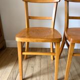 set of 4 Thonet bistro chairs in curved wood honey Mid-Century 50s