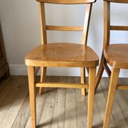 set of 4 Thonet bistro chairs in curved wood honey Mid-Century 50s