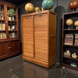 Antique oak tambour door filing cabinet, H120