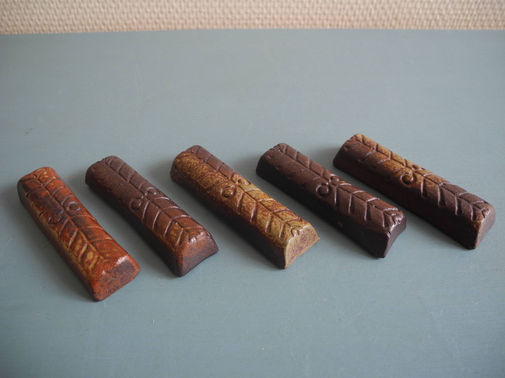 terracotta knife rests vintage table art set holders