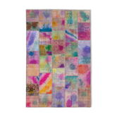 Hand-knotted turkish vintage 200 cm x 302 cm multicolor patchwork carpet