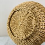 Large wicker basket with vintage handle