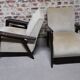 Paire de Fauteuils club / Chauffeuse vintage 50's , pieds compas