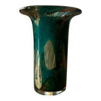 Vintage blown glass vase Mdina Glass, Malta – turquoise tones and a