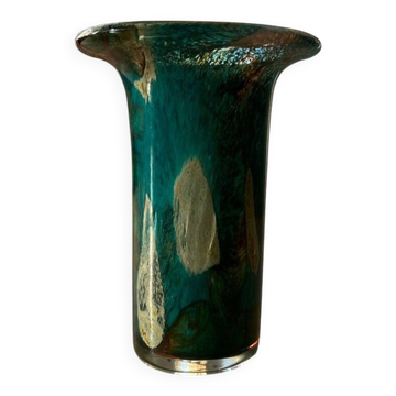 Vintage blown glass vase Mdina Glass, Malta – turquoise tones and a