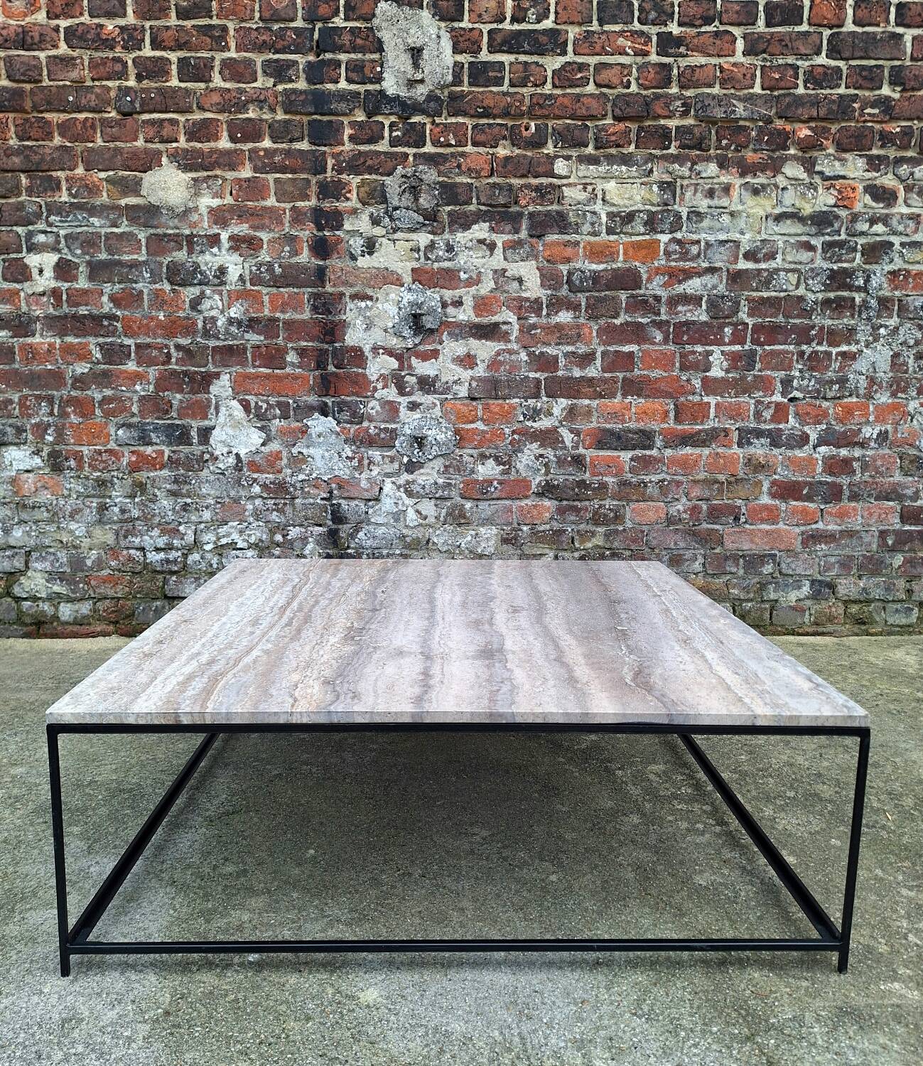 Mahaut coffee table with grey travertine top AMPM, large designer piece.