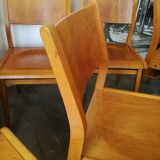 Set of 10 theater chairs wood honey