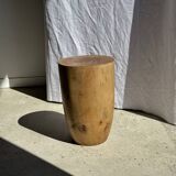 Stool, side table, cylindrical solid mango wood end table.