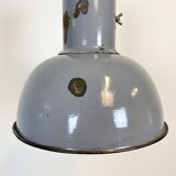 Industrial grey enamel hanging bauhaus lamp, 1930s