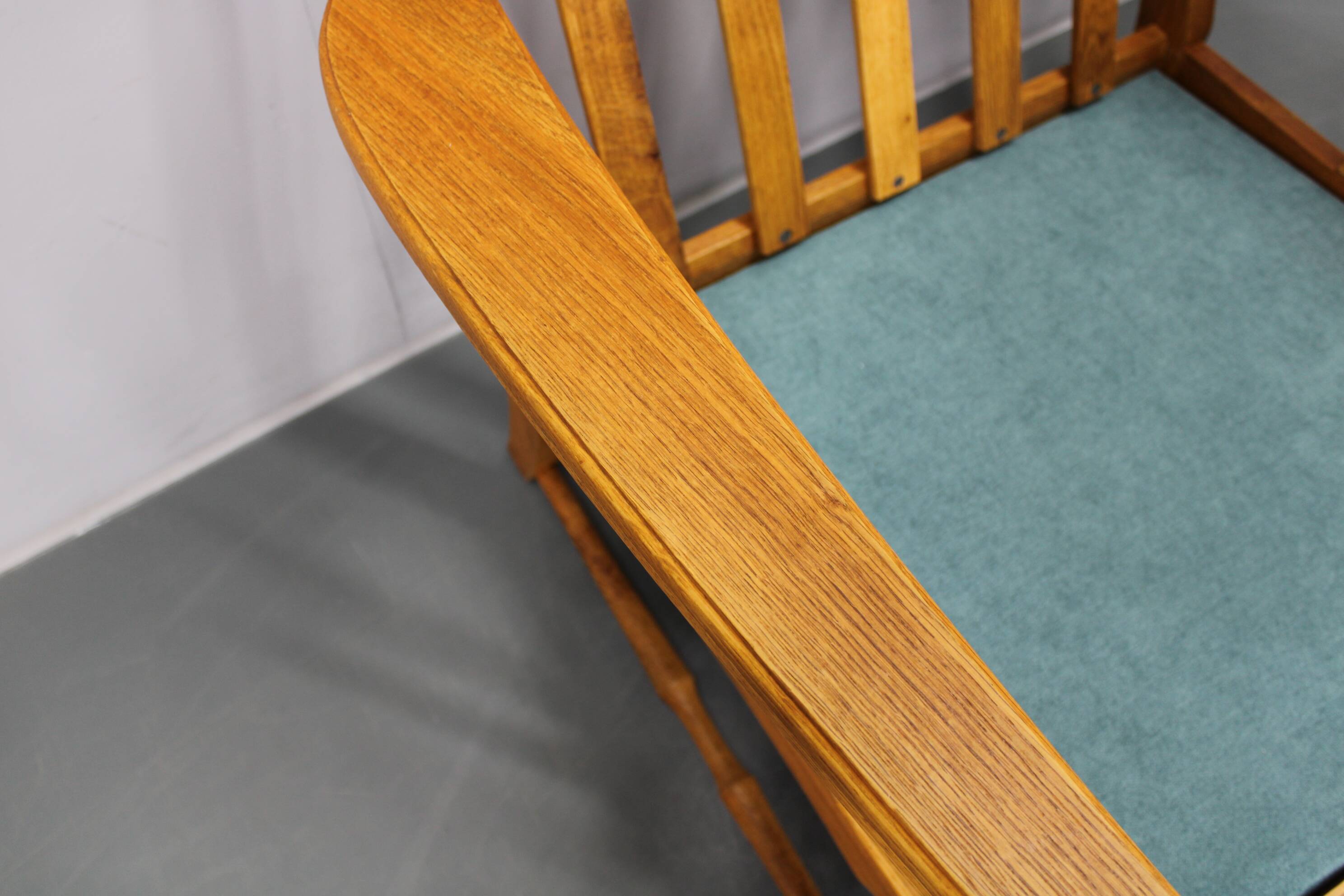 1950s solid oak armchair, Czechoslovakia