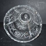 Vase ancien en cristal de Bohème - motifs étoiles palmette taillés H22.5cm