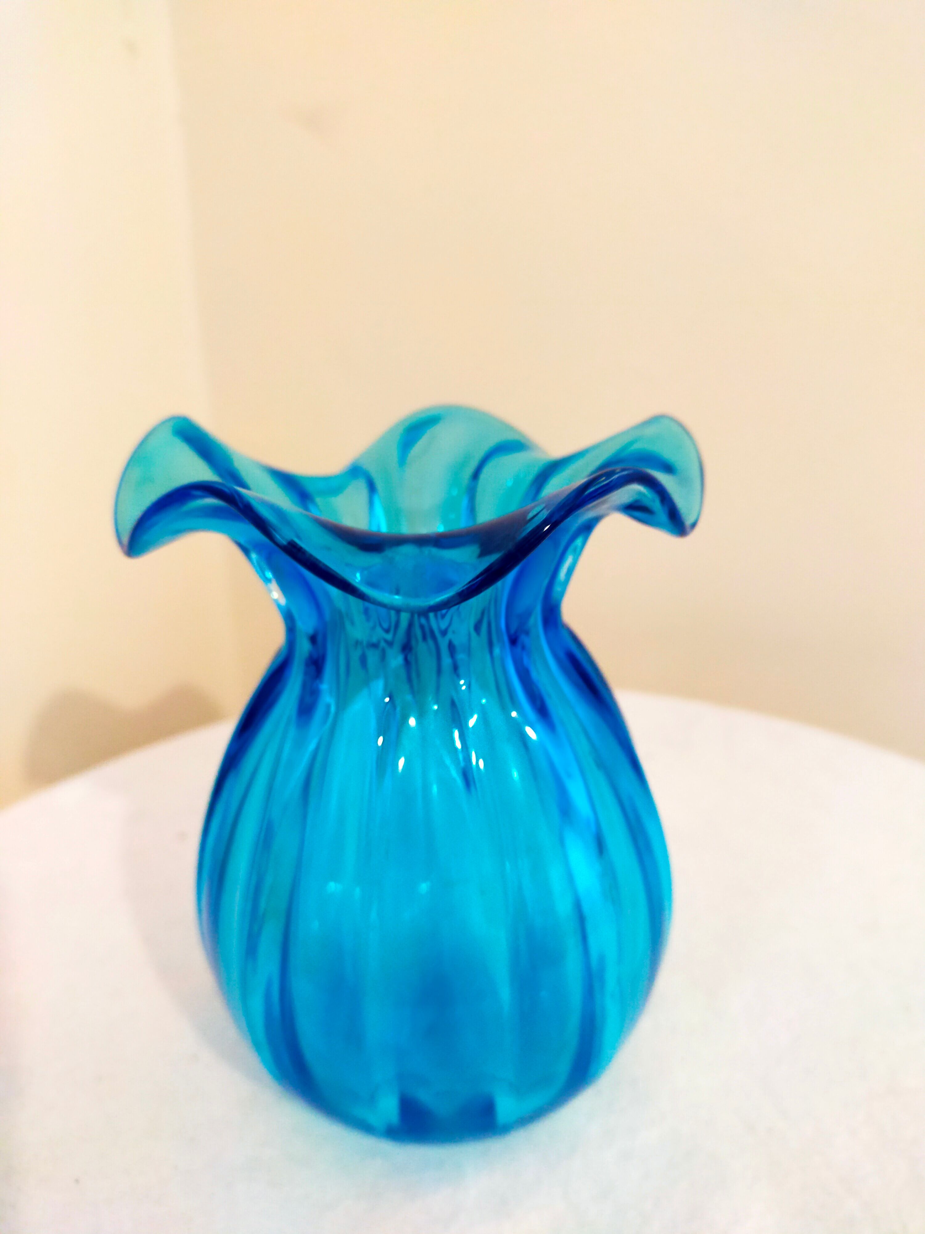 Blue breathless glass vase