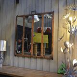 Metal industrial window mirror 102x108cm