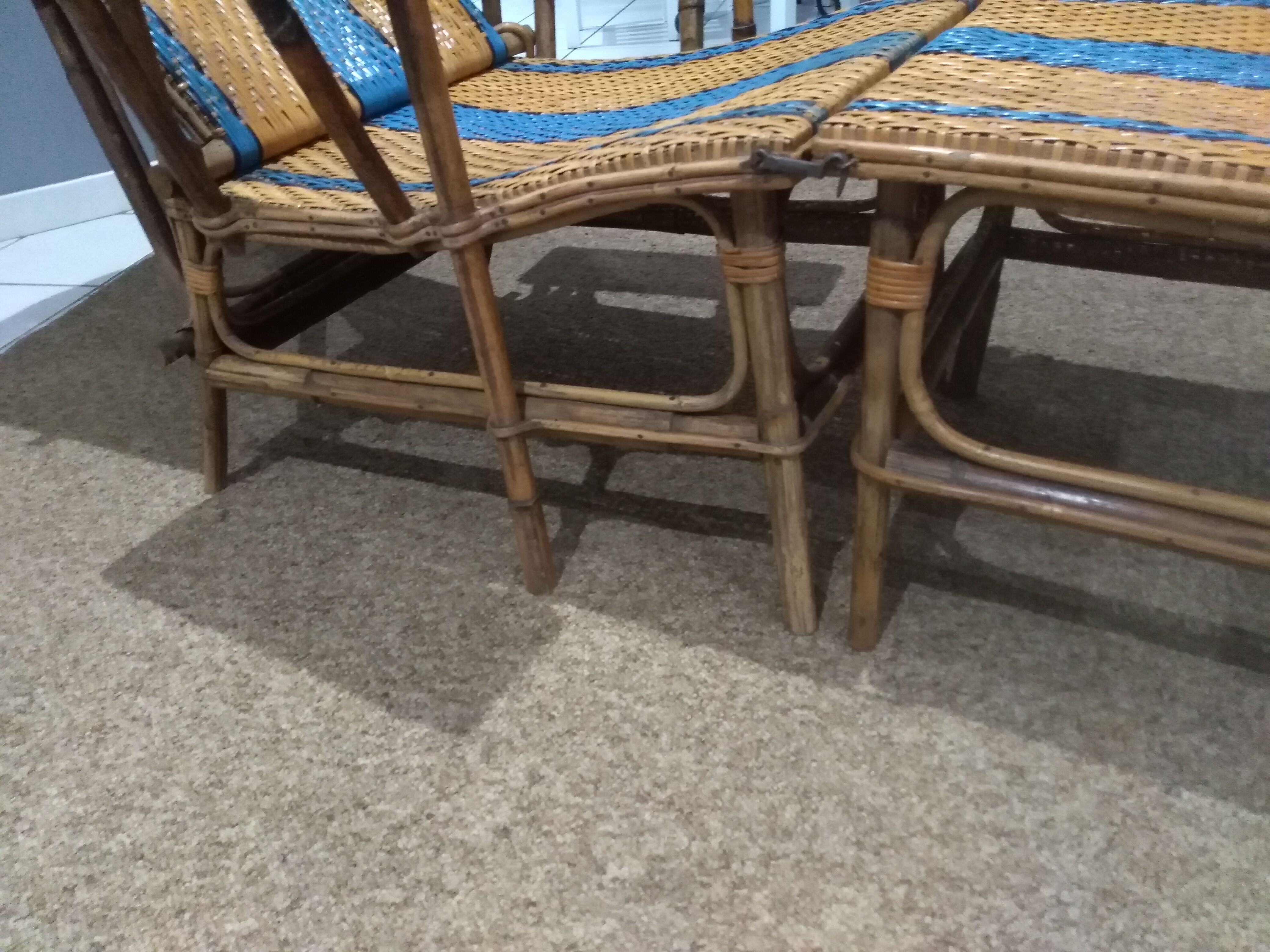 Old rattan and bamboo lounge chair in 1920