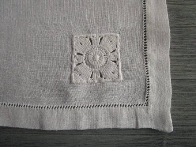 5 large antique embroidered table napkins