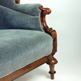 Unique Biedermeier sofa in original fabric and walnut veneer, Vienna, Austria circa 1825