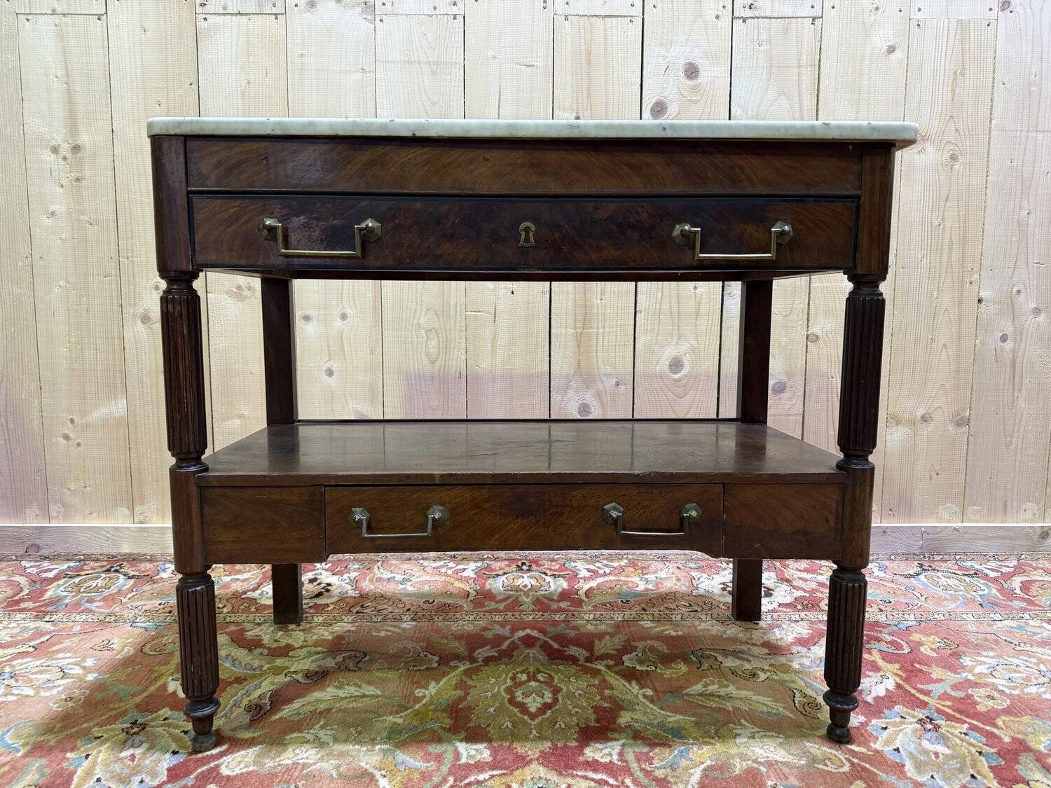 Dessert / Console in mahogany and marble in the Louis XVI style.