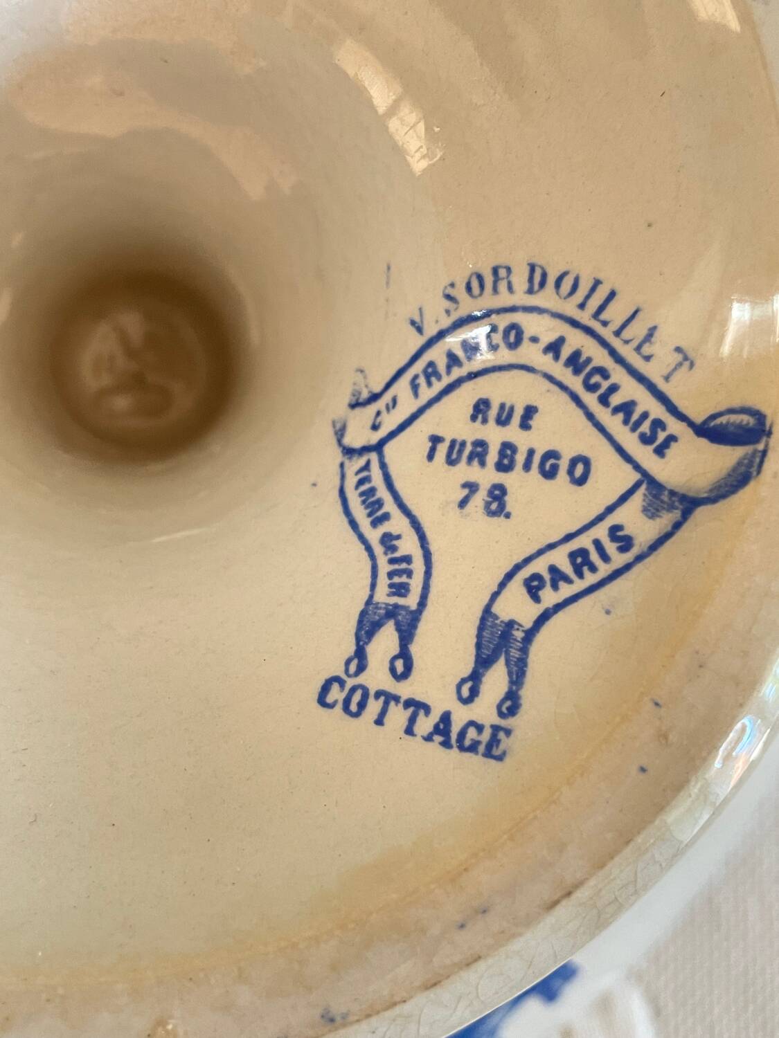 Old Compote Dish Terre de Fer Franco-British Company Sordoillet Cot