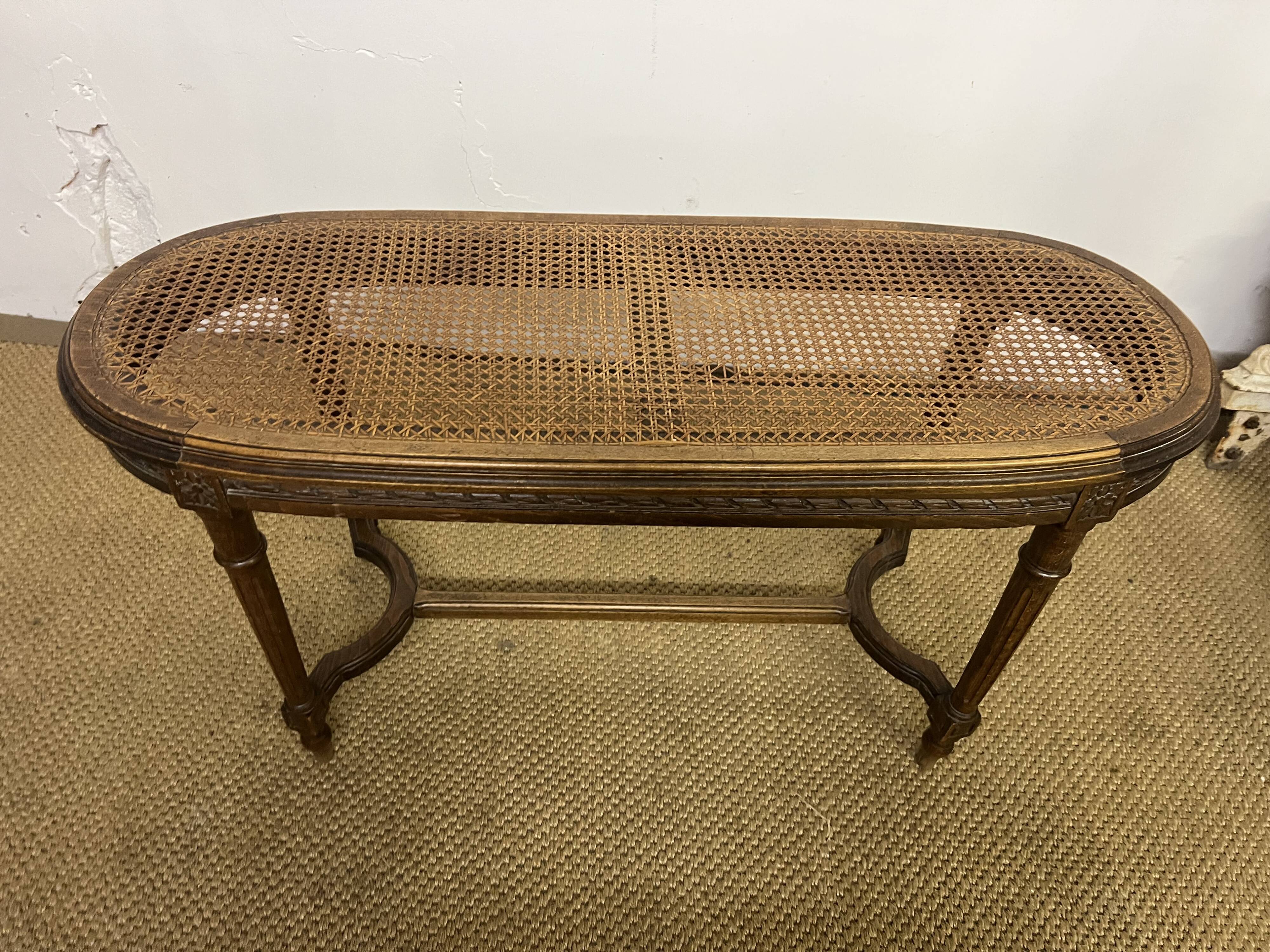 Louis XVI piano bench with caning