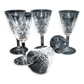 Set of 5 tarn red wine glasses 16cm in saint-louis crystal diamond and tips