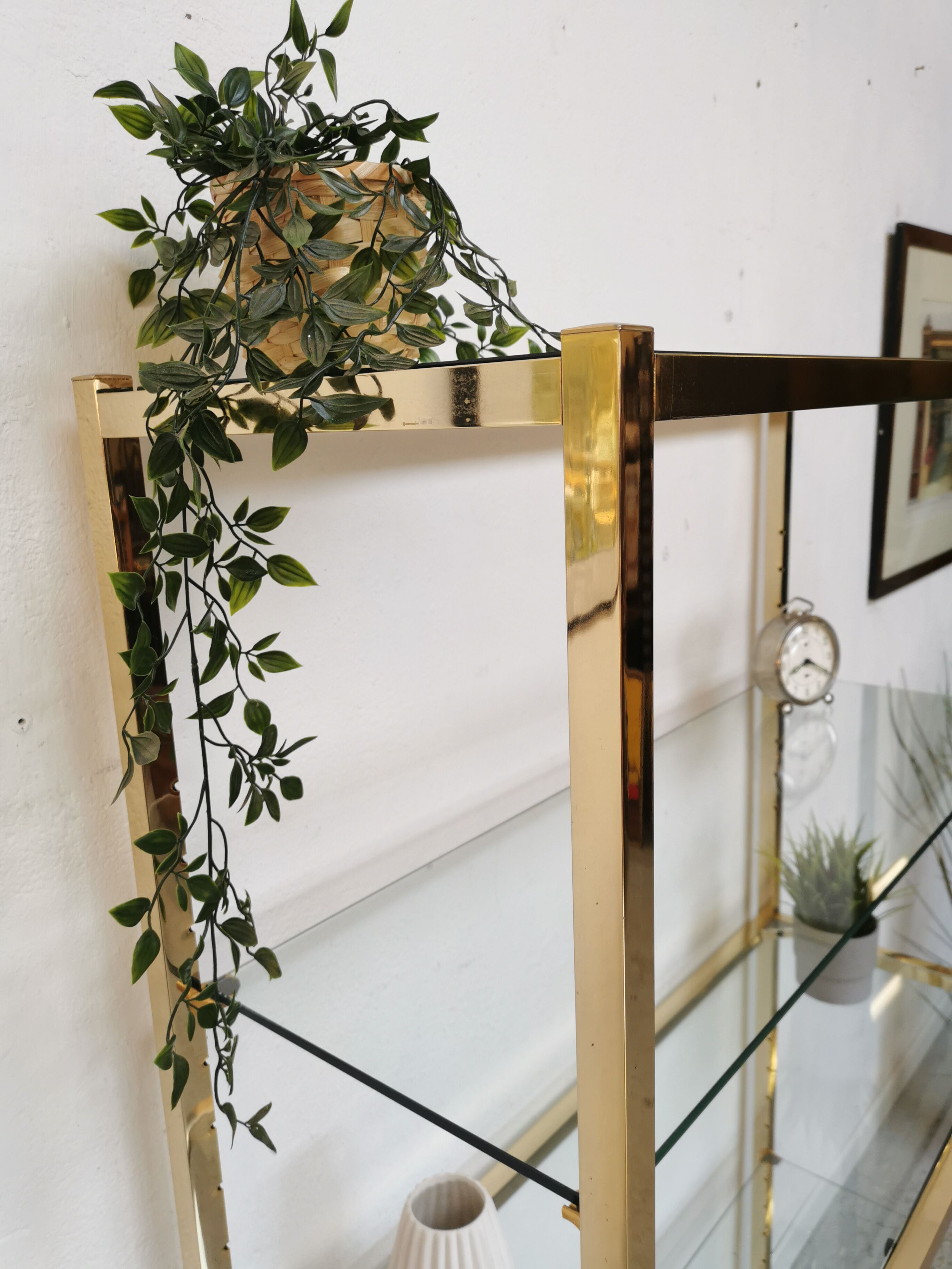 Shelf vintage brass gilded design 1970