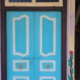 Indian door in old teak piece and patina of origin