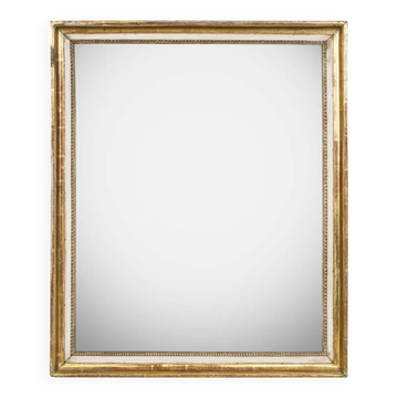 19th C antique French giltwood rectangular mirror with foxed glass