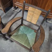 Brutalist pair of rustic turned wooden armchairs from the 1950s.