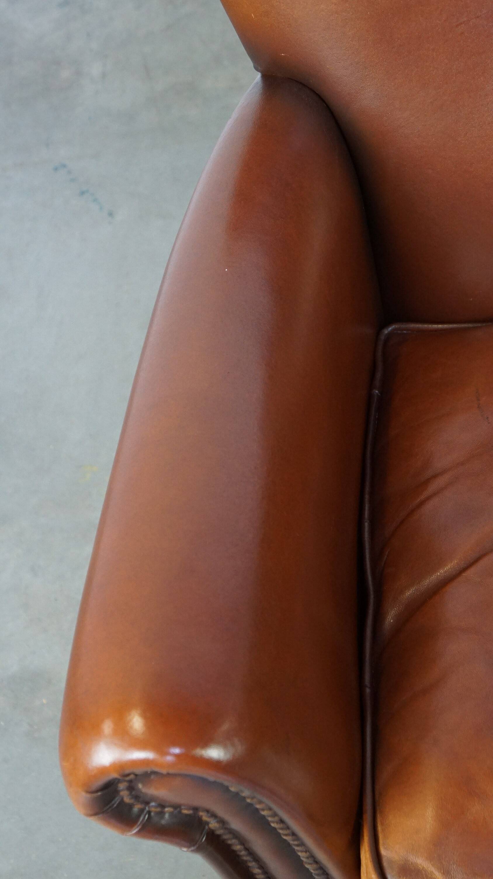 Classic brown sheepskin armchair