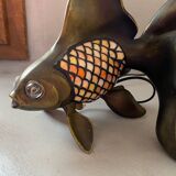 Lampe poisson vintage en laiton et verre