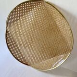 Acrylic glass plateau, caning & brass, 1970, attributed to Roche Bobois.