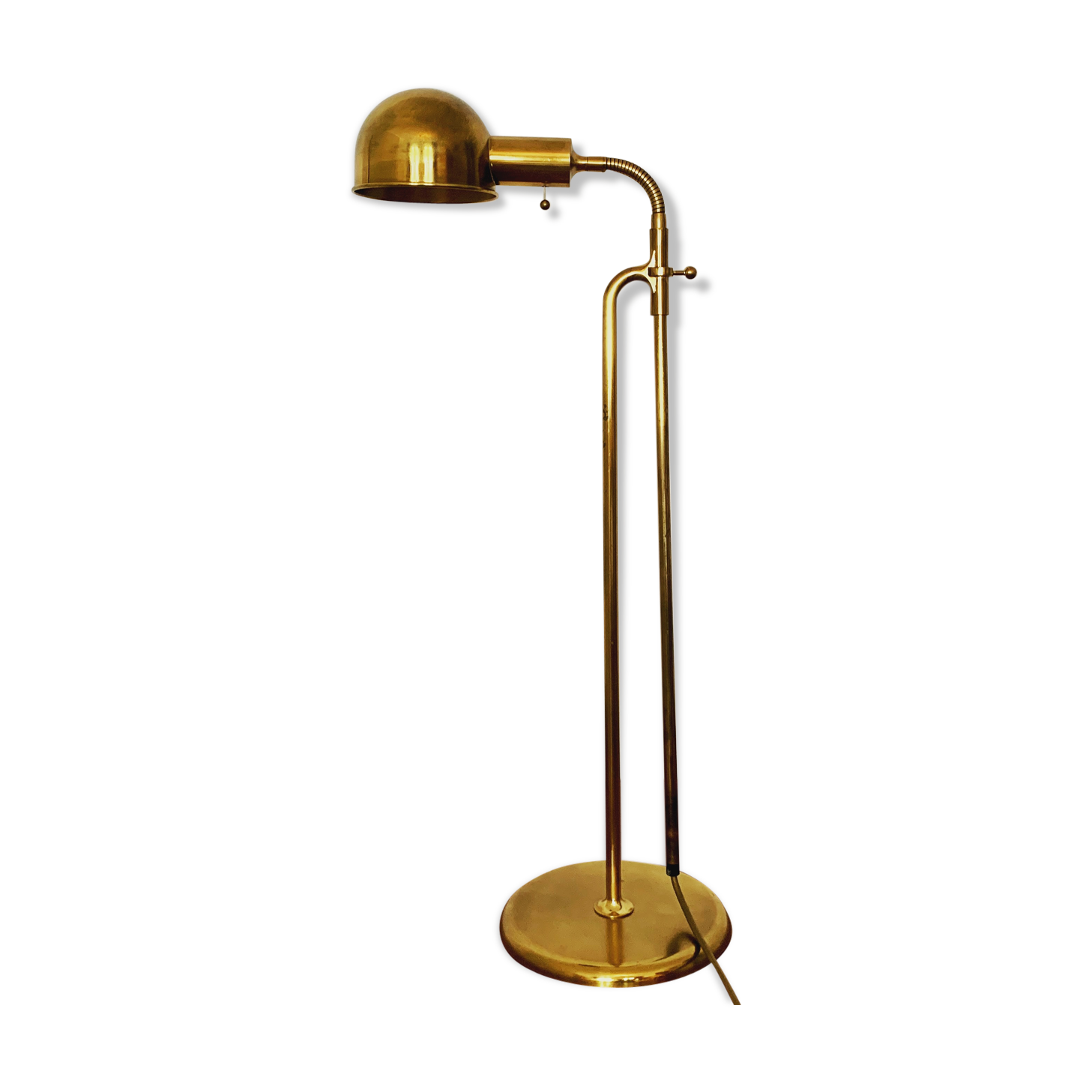 1970s adjustable BOLA brass floor or table lamp by Florian Schulz
