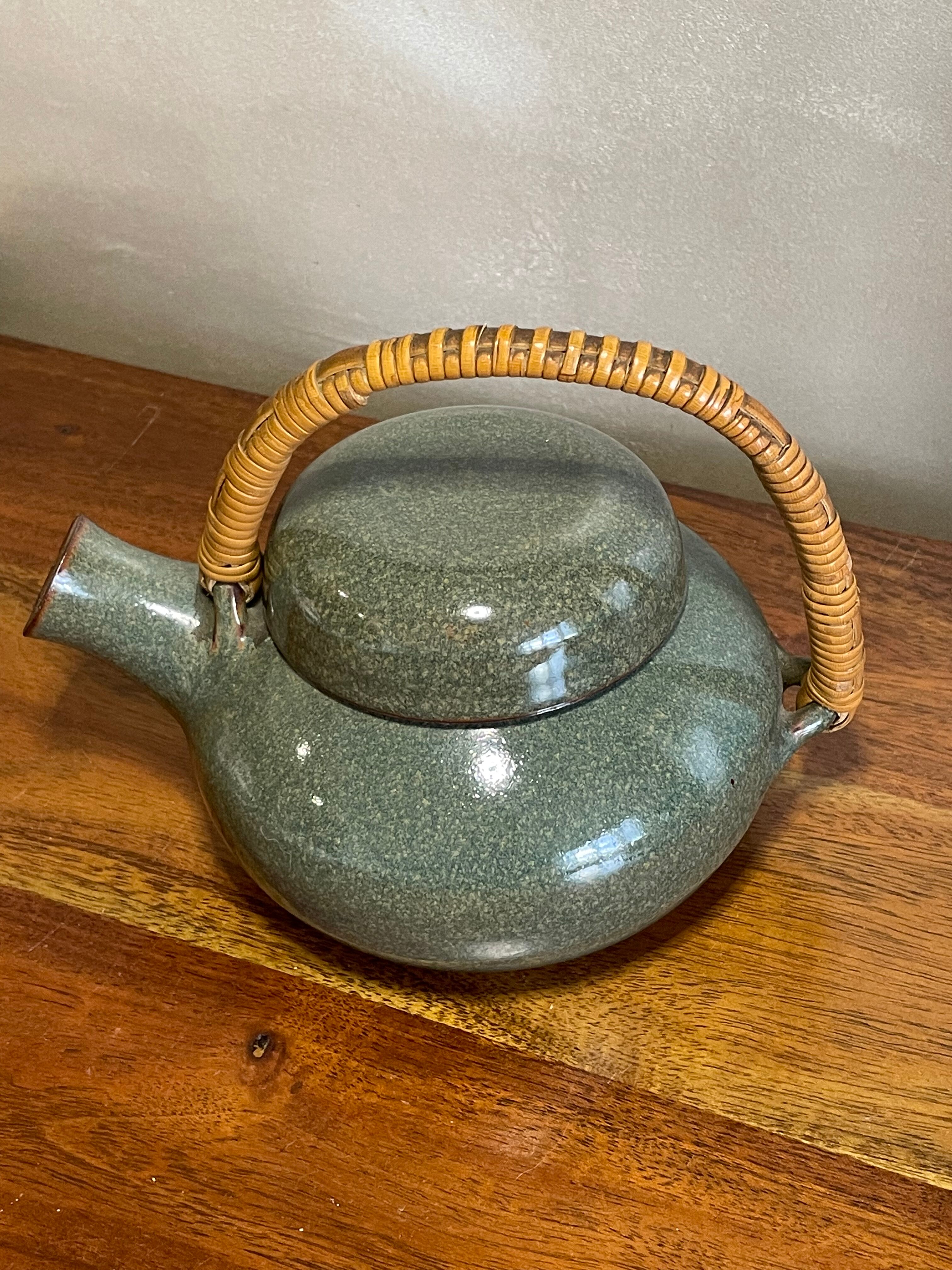 Glazed stoneware teapot